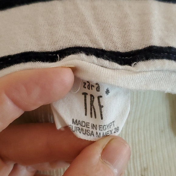 Zara, black & white striped top size large - Picture 7 of 11